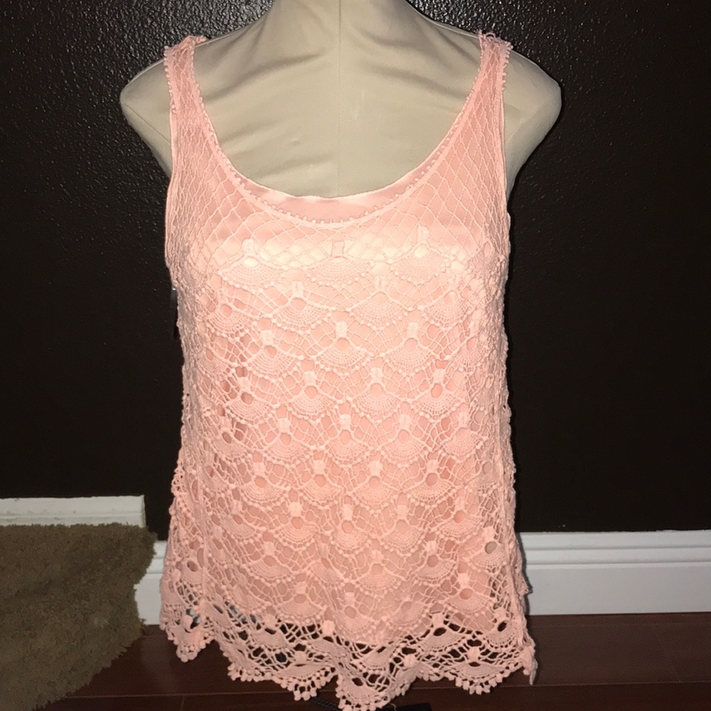 Pink lace tank top